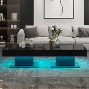 High Gloss LED Coffee Table Cocktail Center Table Modern Living Room Rectangle