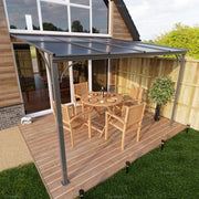 3.0x3.6m (10x12') Aluminium Gazebo - Lean-to Pergola Carport, Polycarbonate Roof