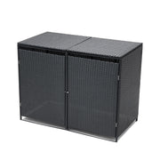 Double Wheelie Bin Store Poly Rattan Garden Outdoor Garbage Storage Shed Cover