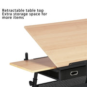 Art Craft Desk Drafting Table with 2 Drawers and Stool Height/ Tiltable Tabletop