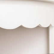 White Scalloped Half Moon Console Table with Shelf 78cm x 80cm