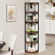 67-Inch Tall Corner Shelf 6-Tier Rustic Corner Bookshelf Bookcase for LivingRoom