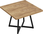 Square Dining Table for 4, 80cm Industrial Kitchen Dinner Table with Metal Base