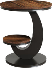 Round End Table with 2-Tier Storage Shelf,Modern Wood Side Table for Living Room
