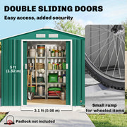 7 x 4ft Garden Shed Storage with Foundation Kit and Vents, Green