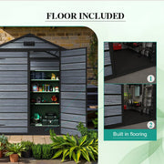 8X10FT Plastic Garden Shed Apex with Floor Window Lockable Door Wood Grain Grey