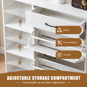 Shoe Storage Cabinets w/ Drawer & Side Cupboard 4 Tier Adjustable Flip-Down Scfn