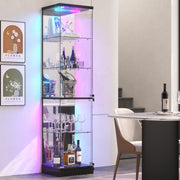 Corner Display Cabinet with Glass Doors Lockable 5-Tier RGB Figures Collectables