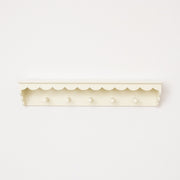 Ivory Painted Scalloped Edge Coat Peg Rail Hooks with Shelf - 100cm