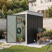 6 x 4 FT Garden Storage Shed Lean to Metal Outdoor Tool House with Lockable Door