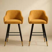 Zurich Modern Velvet Padded Bar Stool Chair with Black Metal Legs