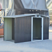 Garden Shed Apex Roof Metal Storage 8X8,10X8 Tool House with Firewood Log Store