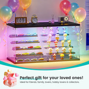 5-Tier Small Display Cabinet with Glass Doors & RGB Lights for Action Figures