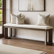63-Inch Modern Solid Wood Entryway Bench with Upholstered Cushion for Hallway