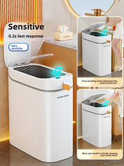 Slim Narrow Gap Automatic Touchless Trash Can, Electric Smart Waste Bin with Auto Packing for Home Bathroom