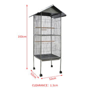 LARGE Bird Cage Rolling Metal Pet Parrot Lovebird Cage Aviary Extra StorageShelf