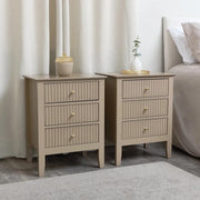 3 Drawer Bedside Table Hales Tan Range bedroom storage furniture fluted scandi