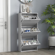 Slim Shoe Storage Cabinet with 3 Flip Drawers, Grey