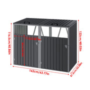 Double Wheelie Bin Storage Metal Store Cover Outdoor Garden Rubbish Dustbin Shed