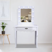 Dressing Table With LED Lights Mirror Stool Set Makeup Desk Vanity Table Bedroom