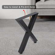 Set of 2 Metal Table Legs X Cross Frame Industrial Dining Table Legs Heavy Duty