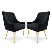 Dining Chairs Set of 2 Upholstered Tufted Velvet Kitchen Chairs Gold Legs Modern