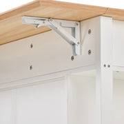 2 Doors 2 Drawers Rolling Kitchen Island with Drop Leaf Tabletop and UK Socket