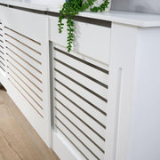 Extending Radiator Cover Adjustable White Wooden MDF Wall Cabinet Slatted Grill