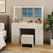Dressing Table With Drawers Mirror Stool Set Makeup Desk Vanity Table Bedroom