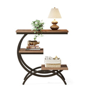 C-Shaped End Table Modern 3-Tier Narrow Side Table with Storage for Living Room