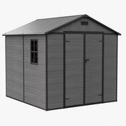 8x8FT Plastic Garden Shed Outdoor Tool Storage House with Floor & Lockable Doors