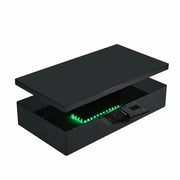 Quinton Glass Top High Gloss Coffee Table In Black With LED