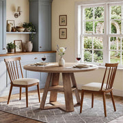 47.24'' Round Dining Table Farmhouse Wooden Kitchen Table with Storage for 4-6