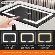 LED Nightstand Smart Bedside Table Modern End Table With USB Ports & Drawer