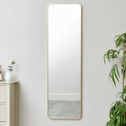 Tall Gold Curved Framed Wall / Leaner Mirror 135cm x 40cm thin slim full legnth