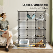 Large Cat Cage, Indoor Cat Enclosure, Four-Tier Cat Playpen with Hammock, Ramps