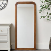 Dark Wood Arched Frame Wall Mirror 60cm x 140cm
