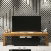 TV Unit TV Stand Cabinet Sideboard Storage Oak Black Matt Media Console 160cm