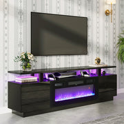 70Inch TV Stand Cabinet High Gloss Electric Fireplace Unit with 12 Colour Flame