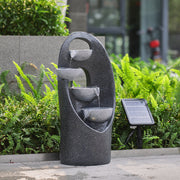 Solar Powered Garden Water Feature Outdoor Water Fountain Cascade with LED Light