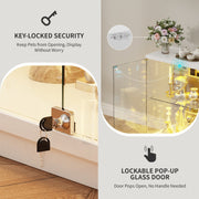 RGB Glass Display Cabinet with Lock, Motion Sensor, Display Case for Figures