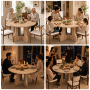 Round Dining Table for 4-6 People 120cm Circle Kitchen Table for Home Kitchen