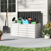 XLARGE Plastic Storage Box Bench Outdoor Garden Cushion Chest Utility Shed Wheel