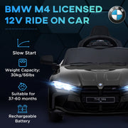 AIYAPLAY 12V BMW M4 Licensed Kids Electric Car w/ Remote, Suspension, Black