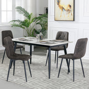 4X Dining Chairs Set Faux Suede Leather Padded Seat Metal Leg Kitchen