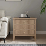 Large 3 Drawer Bedside Table - Hales Pale Wood Range