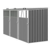 Triple Wheelie Bin Storage Metal Store Cover Garden Rubbish Dustbin 3 Sheds Grey