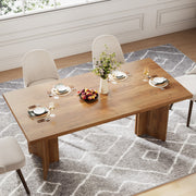 63-Inch Rectangular Dining Table for 4-6, Farmhouse Kitchen Table with Tabletop