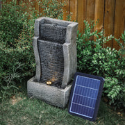 Solar Powered Garden Water Feature Outdoor Water Fountain Cascade with LED Light