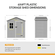 Grey Wood Grain Plastic Garden Shed 6x8 6x6 5x3 Outdoor Tool Bike Storage House